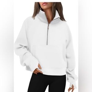 White Half-Zip Women's Top scuba XL